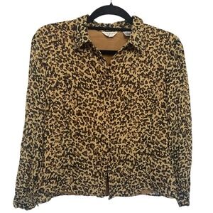 Laura Ashley Long Sleeve Dress Shirt Womens Size‎ S Animal Print